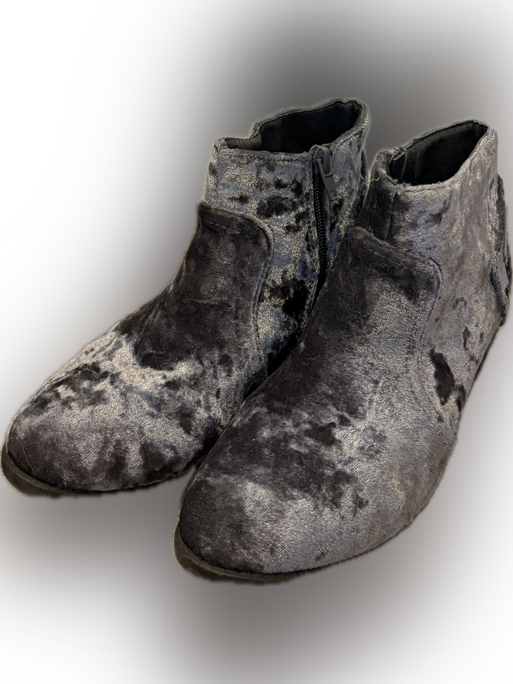 Women's Velvet Ankle Booties in Charcoal Gray